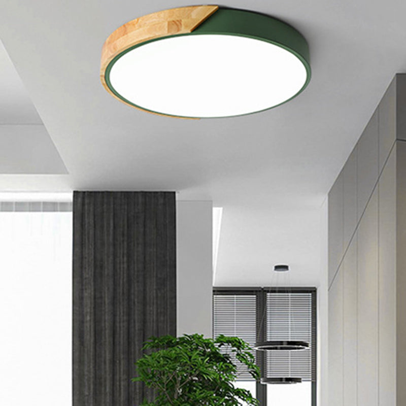 Round Shape Ceiling Lamp Modern Macaroon Iron 1 Light Flush Mount for Living Room Aisle
