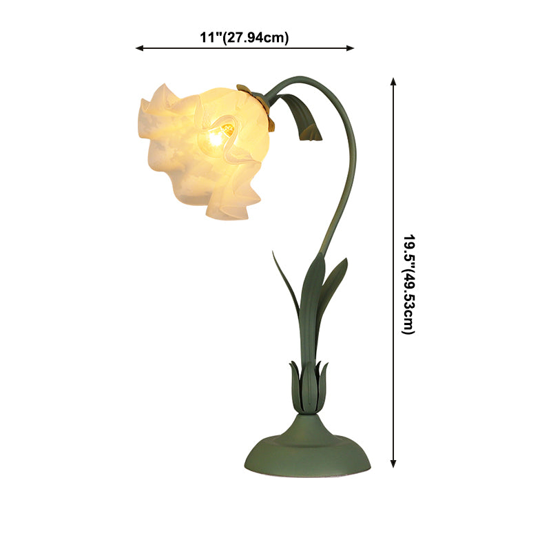 Modernismo a forma di fiori lampade da tavolo da notte in metallo 1 comodino leggero in verde