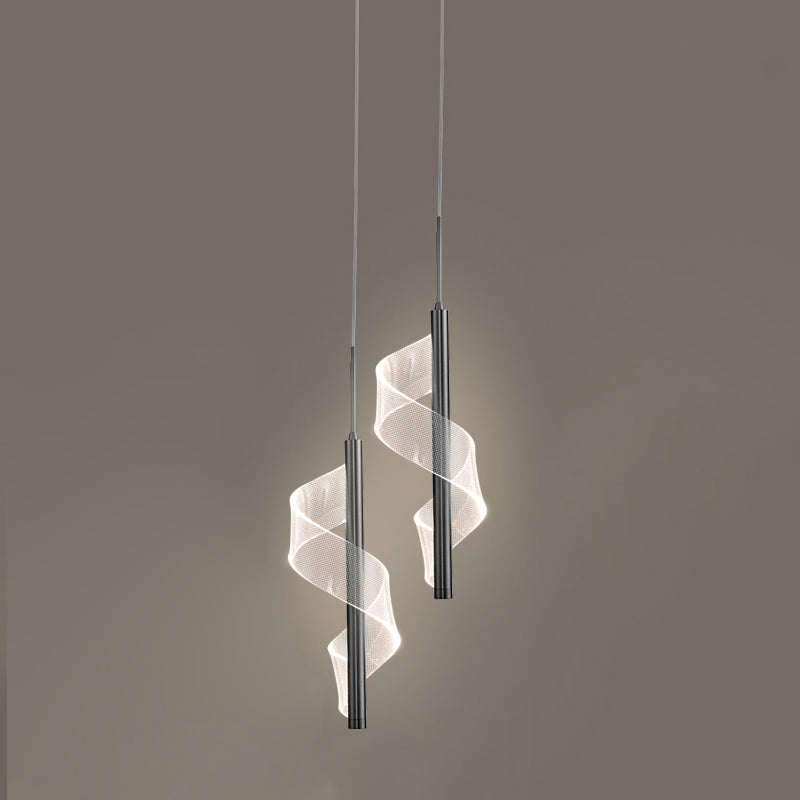 Modern Artistic LED Pendant Light Aluminium Linear Hanging Lamp with Acrylic Shade