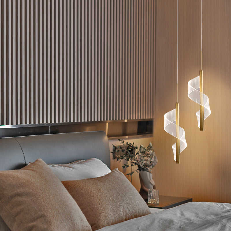 Modern Artistic LED Pendant Light Aluminium Linear Hanging Lamp with Acrylic Shade
