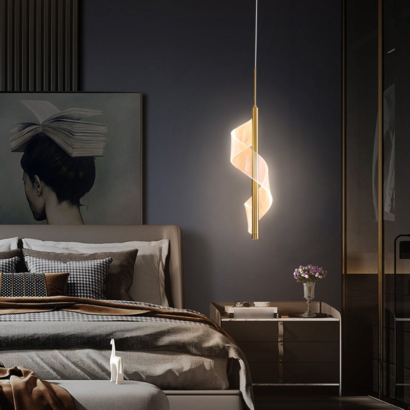 Modern Artistic LED Pendant Light Aluminium Linear Hanging Lamp with Acrylic Shade