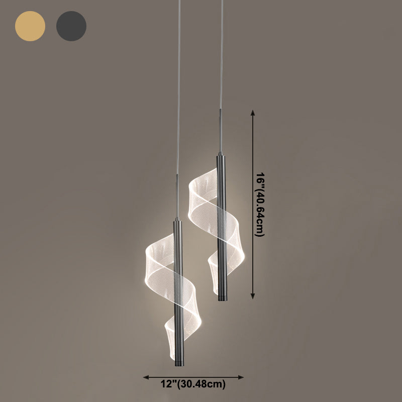 Modern Artistic LED Pendant Light Aluminium Linear Hanging Lamp with Acrylic Shade