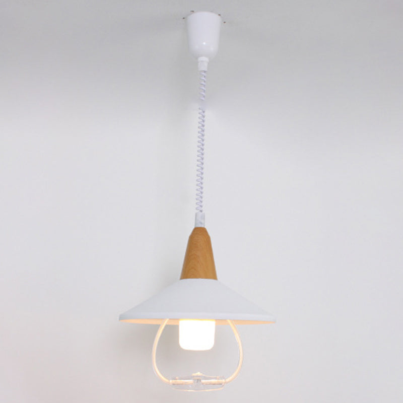 Moderne Noordse macaron hangende lamp houten taps toelopende hanglamp met aluminium schaduw
