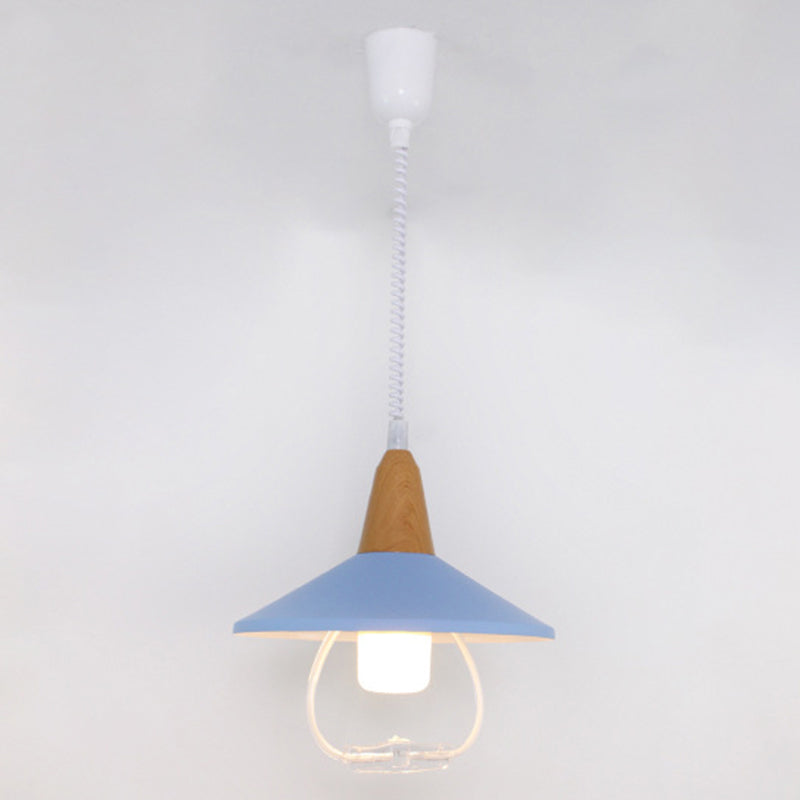 Moderne Noordse macaron hangende lamp houten taps toelopende hanglamp met aluminium schaduw