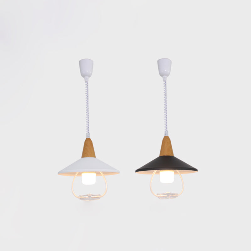 Moderne Noordse macaron hangende lamp houten taps toelopende hanglamp met aluminium schaduw