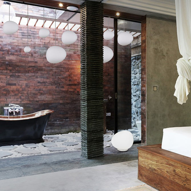 Style de style moderne ombre d'oeuf suspendu en verre léger 1 pendentif léger