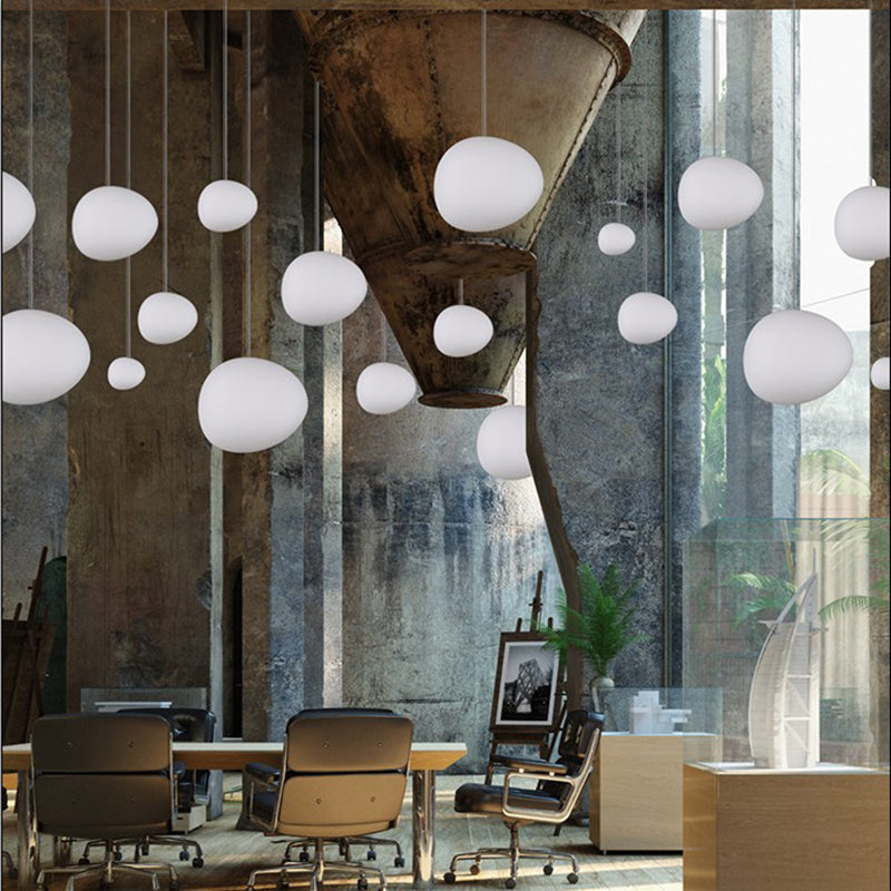 Style de style moderne ombre d'oeuf suspendu en verre léger 1 pendentif léger