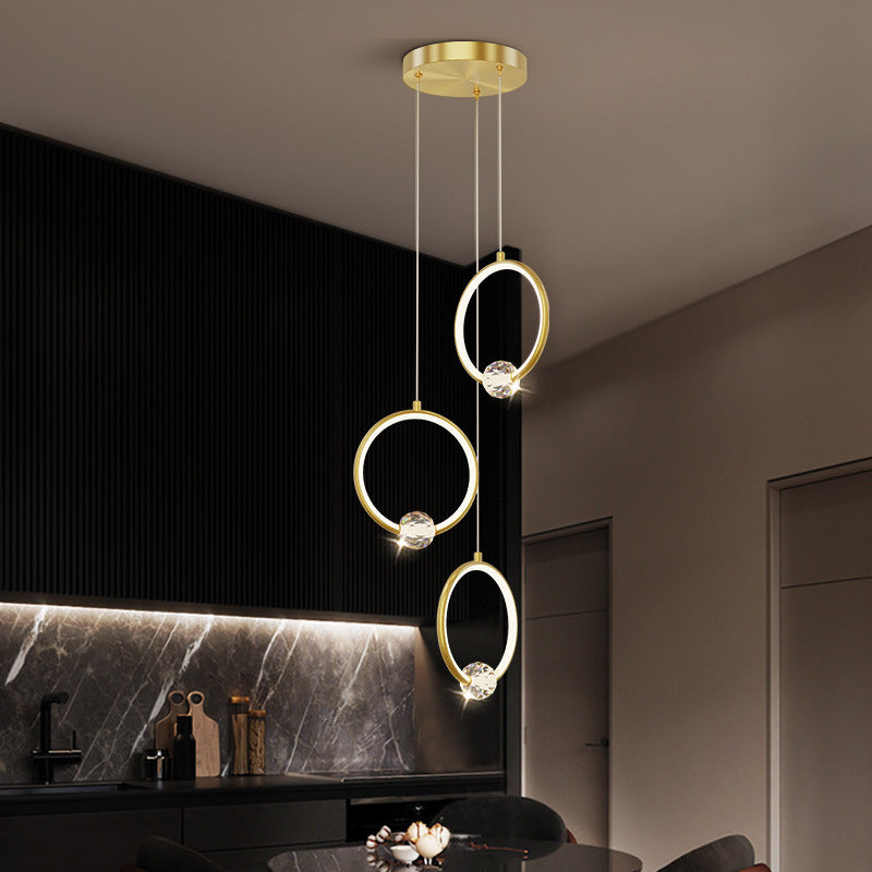 Modern Style Round Shade Hanging Light Crystal Light Pendant Lamp for Dining Room