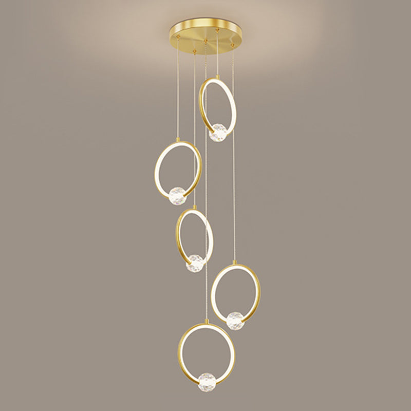 Modern Style Round Shade Hanging Light Crystal Light Pendant Lamp for Dining Room