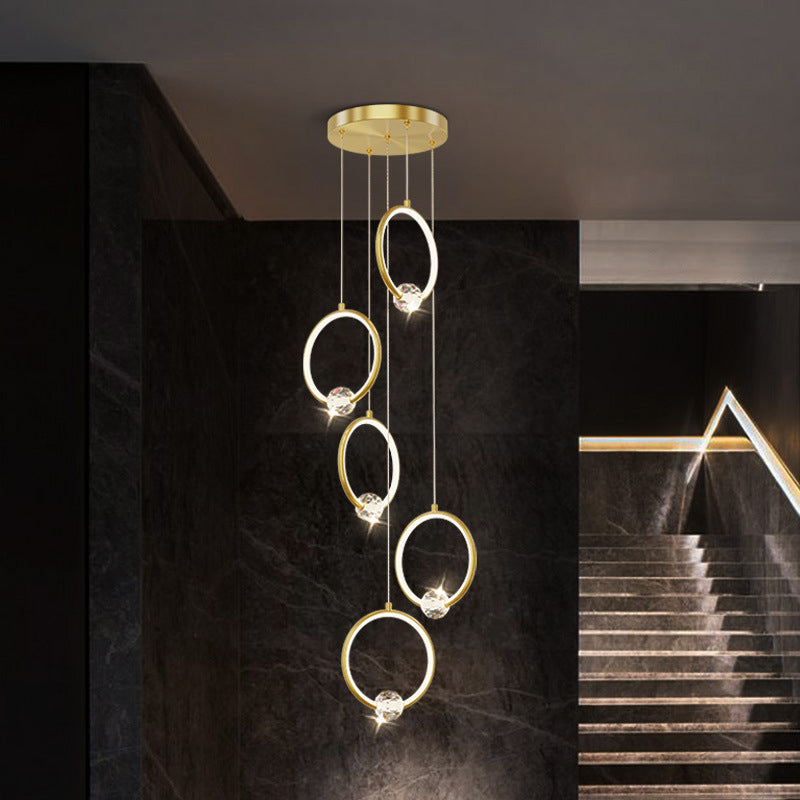 Modern Style Round Shade Hanging Light Crystal Light Pendant Lamp for Dining Room