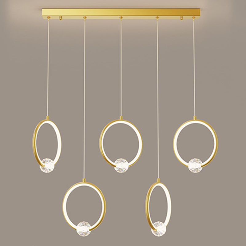 Modern Style Round Shade Hanging Light Crystal Light Pendant Lamp for Dining Room