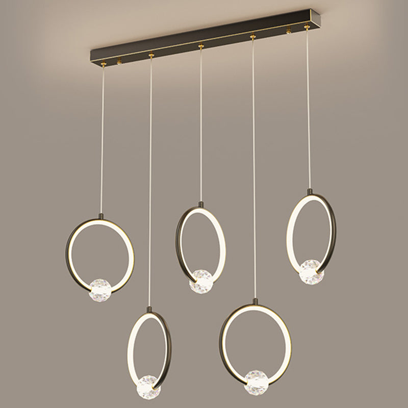 Modern Style Round Shade Hanging Light Crystal Light Pendant Lamp for Dining Room