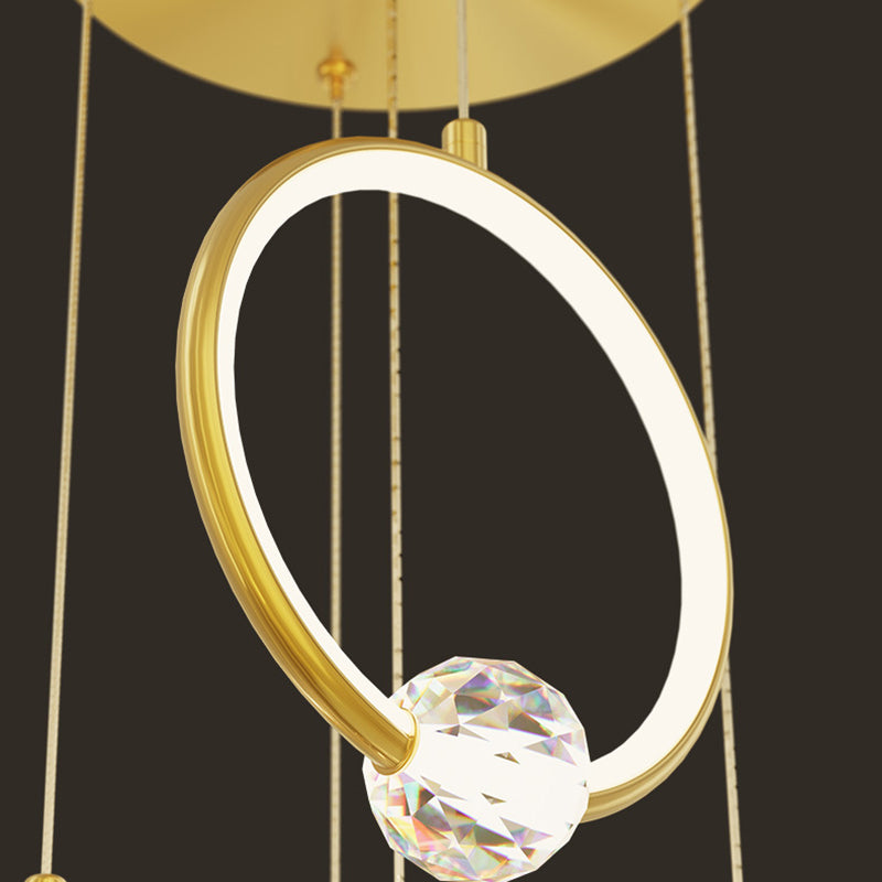 Modern Style Round Shade Hanging Light Crystal Light Pendant Lamp for Dining Room