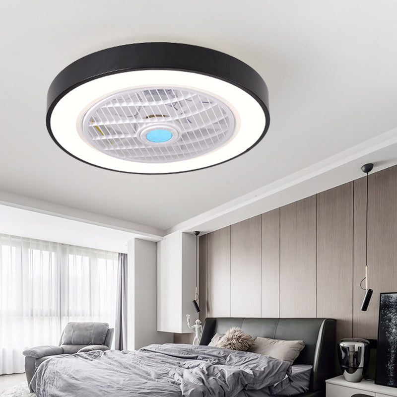 Modern Concise LED Ceiling Fan Light Lacquered Iron Circular Macaron Ceiling Fans with Acrylic Shade