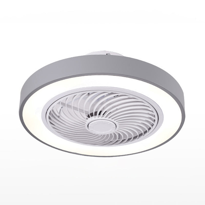 Moderne prägnante LED -Deckenlüfter Leicht lackiertem Eisenkreismakaron Deckenventilatoren mit Acrylschatten