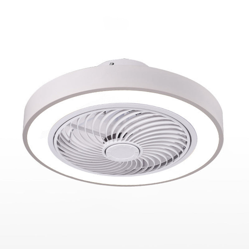 Moderne prägnante LED -Deckenlüfter Leicht lackiertem Eisenkreismakaron Deckenventilatoren mit Acrylschatten