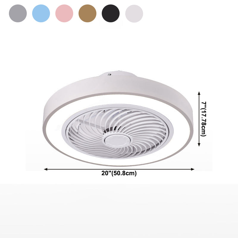 Modern Concise LED Ceiling Fan Light Lacquered Iron Circular Macaron Ceiling Fans with Acrylic Shade