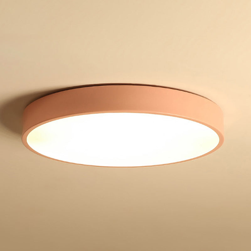 Round Shape Ceiling Lamp Modern Macaroon Iron 1 Light Flush Mount for Study Living Room