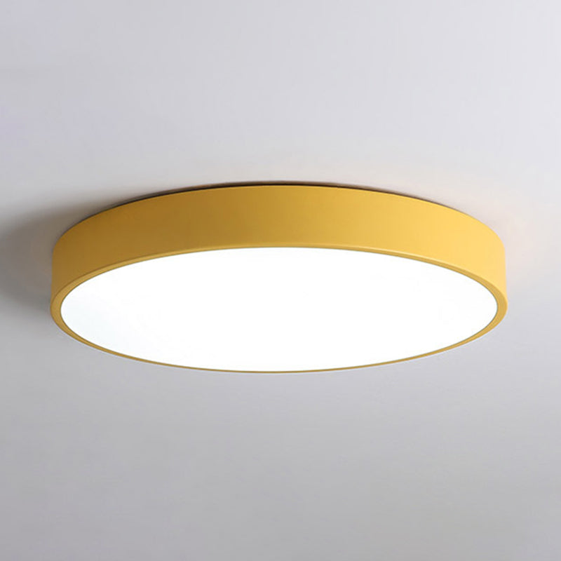 Round Shape Ceiling Lamp Modern Macaroon Iron 1 Light Flush Mount for Study Living Room