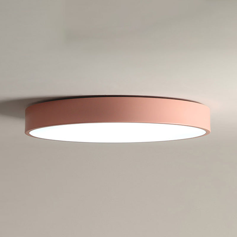 Round Shape Ceiling Lamp Modern Macaroon Iron 1 Light Flush Mount for Study Living Room