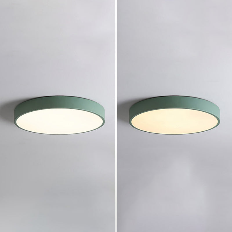 Round Shape Ceiling Lamp Modern Macaroon Iron 1 Light Flush Mount for Study Living Room