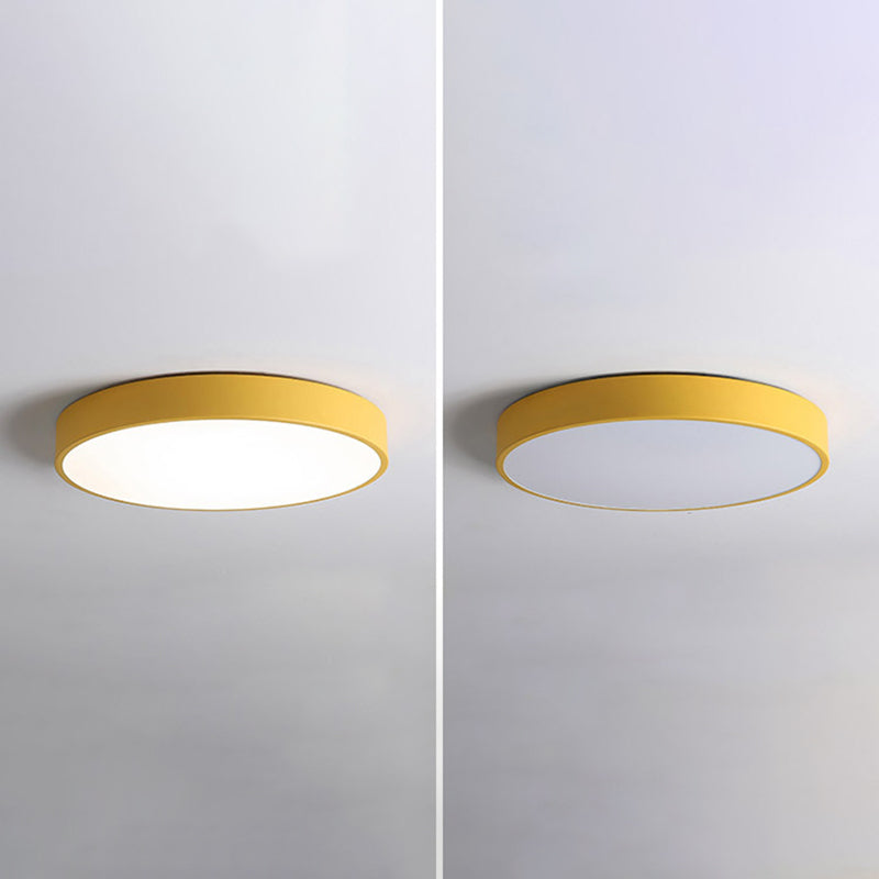 Round Shape Ceiling Lamp Modern Macaroon Iron 1 Light Flush Mount for Study Living Room