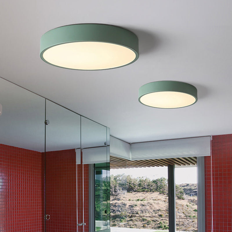 Round Shape Ceiling Lamp Modern Macaroon Iron 1 Light Flush Mount for Study Living Room