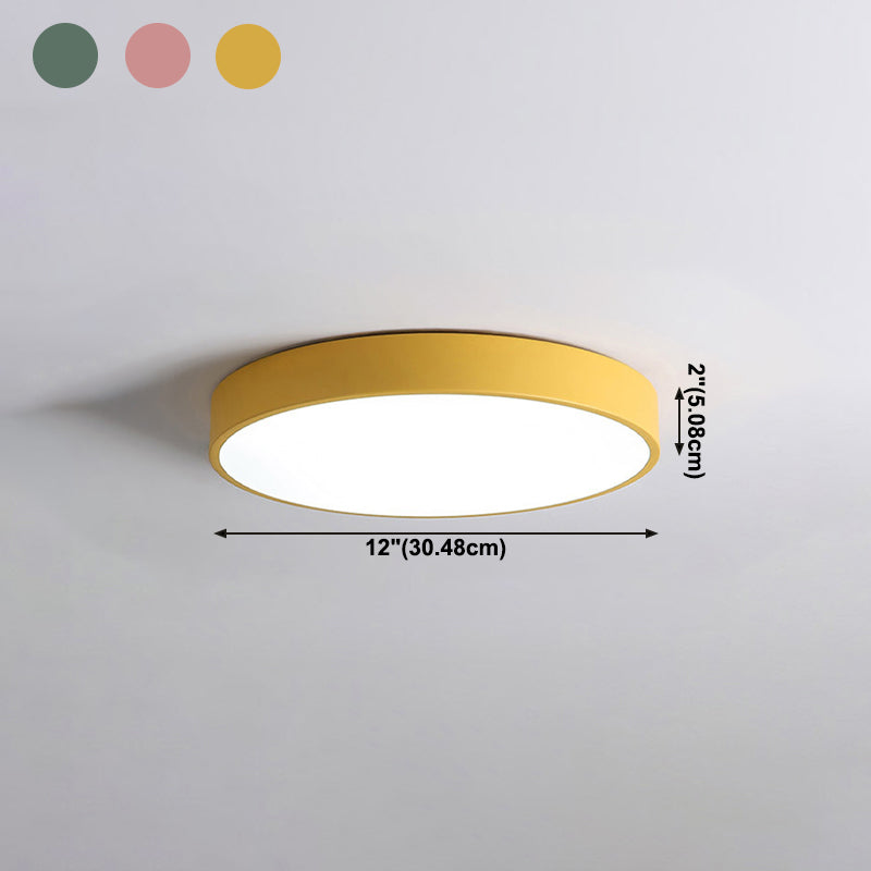 Round Shape Ceiling Lamp Modern Macaroon Iron 1 Light Flush Mount for Study Living Room