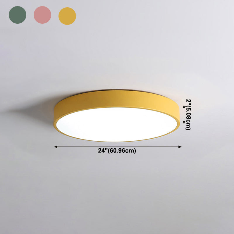 Round Shape Ceiling Lamp Modern Macaroon Iron 1 Light Flush Mount for Study Living Room
