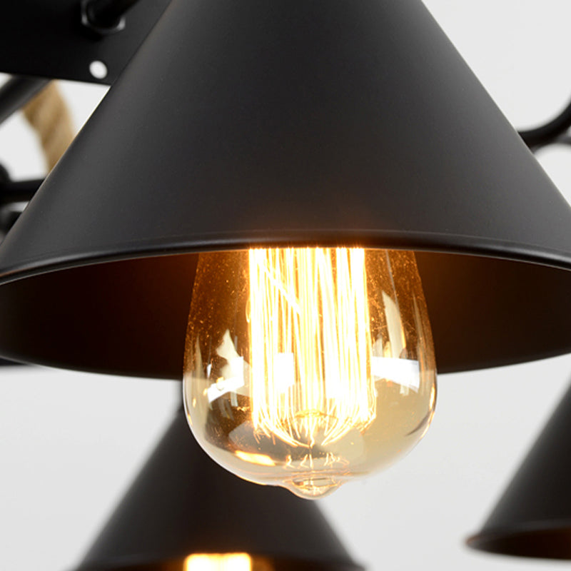 Comedor cónico lámpara de techo de techo lámpara de suspensión marrón de cáñamo de cáñamo