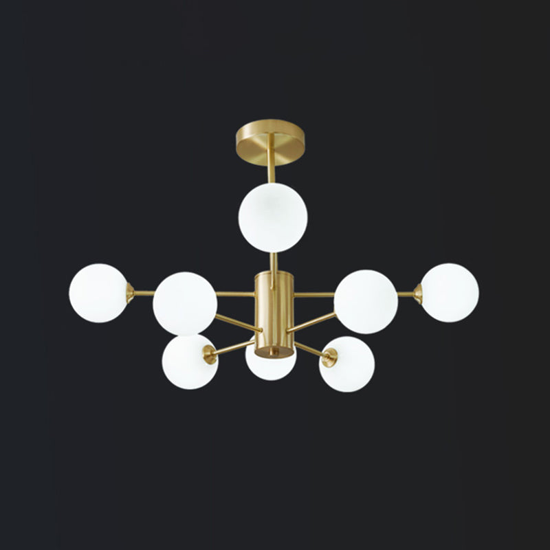 Globe kroonluchter verlichtingsarmaturen moderne multi-head gouden suspensie hanglampen met glazen schaduw