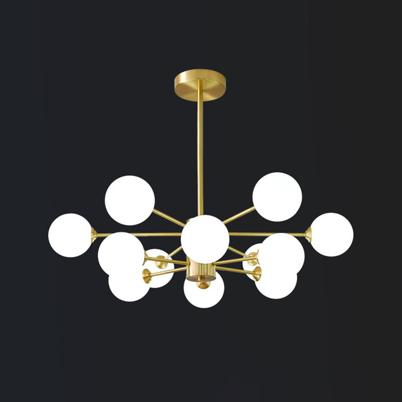Globe kroonluchter verlichtingsarmaturen moderne multi-head gouden suspensie hanglampen met glazen schaduw