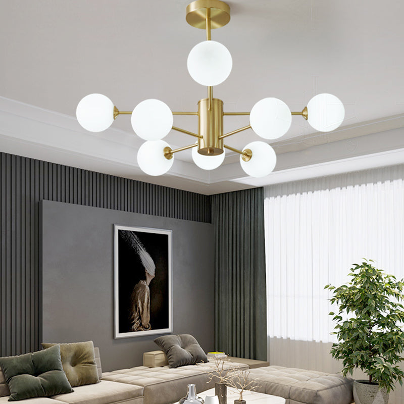 Globe kroonluchter verlichtingsarmaturen moderne multi-head gouden suspensie hanglampen met glazen schaduw