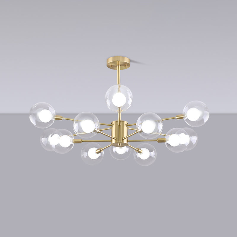 Globe kroonluchter verlichtingsarmaturen moderne multi-head gouden suspensie hanglampen met glazen schaduw