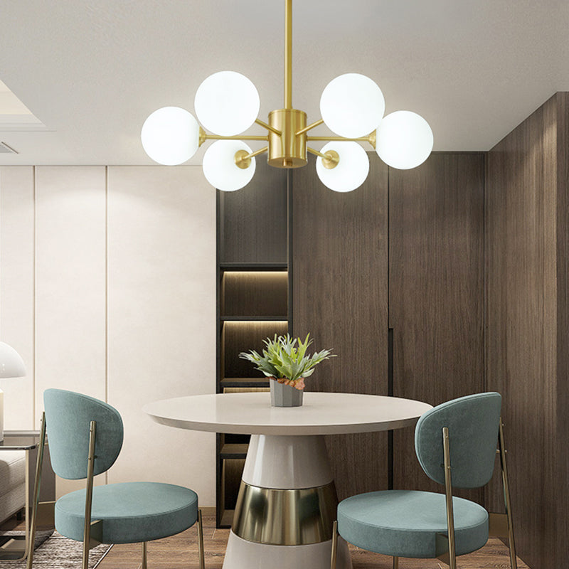 Globe kroonluchter verlichtingsarmaturen moderne multi-head gouden suspensie hanglampen met glazen schaduw