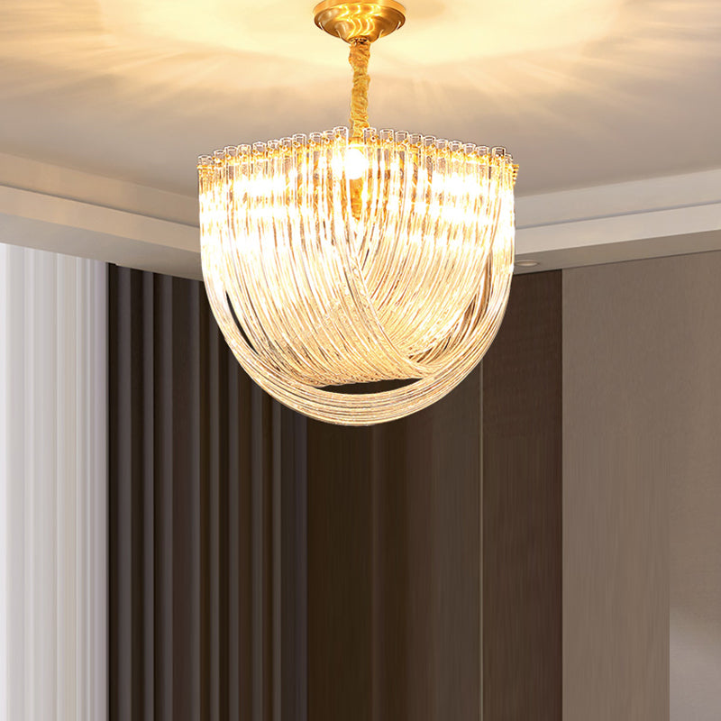 Moderne stijl kroonluchter koperen minimalisme hangend licht met kristal voor woonkamer