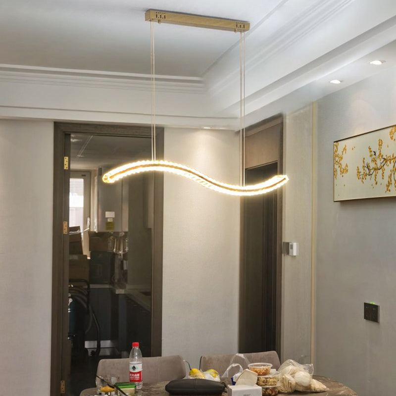 1 Light Waves Island Lamp Contemporary Simplicity Crystal Wrapped Island Pendant