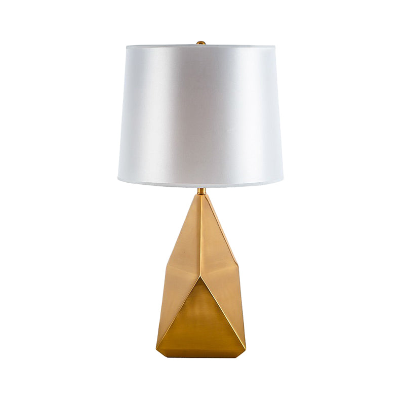 Wit geometrische nachtlamp luxe 1-head metalen tafelverlichting met vatstofschaduw