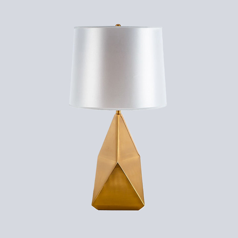 Wit geometrische nachtlamp luxe 1-head metalen tafelverlichting met vatstofschaduw