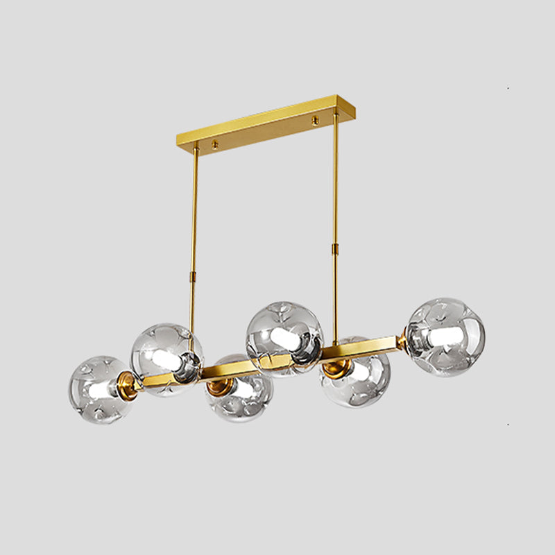 Dinning Room Island Lighting Modern Style Spherical Shape Glass Multi Light Pendant