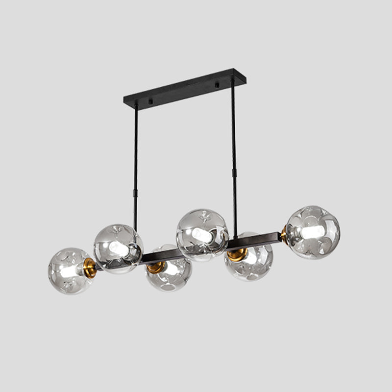 Dinning Room Island Lighting Modern Style Spherical Shape Glass Multi Light Pendant