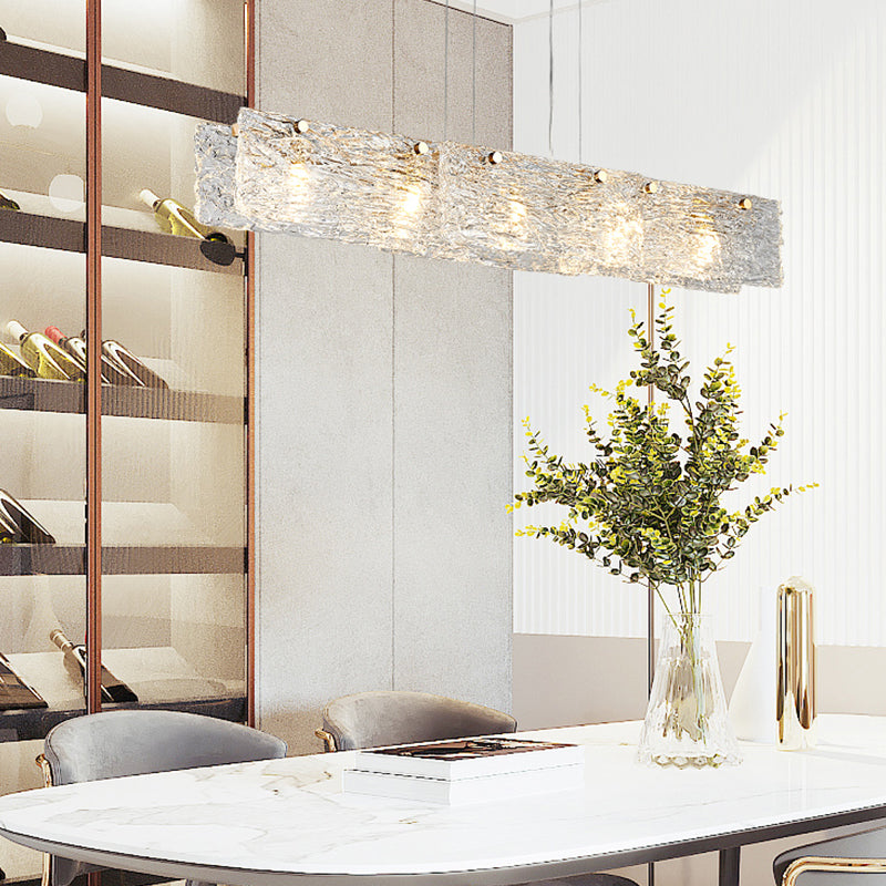 5-leichte Inselbeleuchtungsideen moderner Stil rechteckiger Form Glashängeleuchte