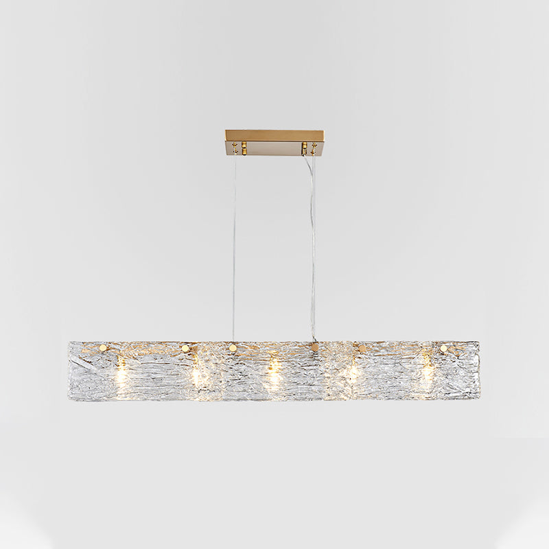 5-leichte Inselbeleuchtungsideen moderner Stil rechteckiger Form Glashängeleuchte
