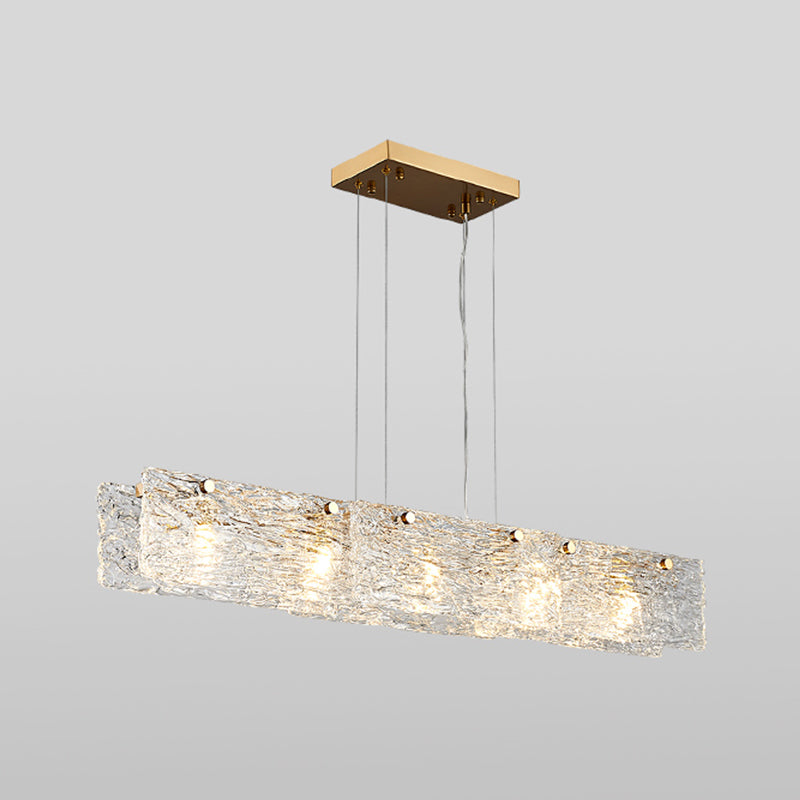 5-leichte Inselbeleuchtungsideen moderner Stil rechteckiger Form Glashängeleuchte