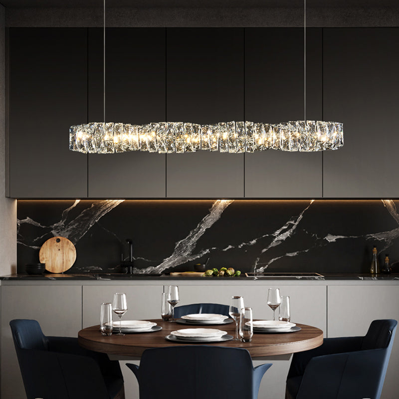 Modern Dining Island Lamp Kitchen Dining Room Crystal Hanging Lamp Fixture