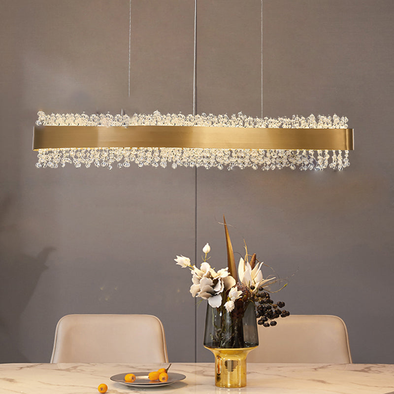 Modern LED Island Lamp Kitchen Dining Room Stainless Steel Crystal Hanging Lamp Fixture