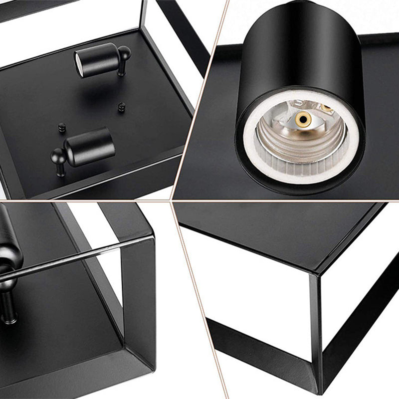 Vintage Style Square Iron Frame Plafoniera 2 Luci Lampada da incasso per sala da pranzo