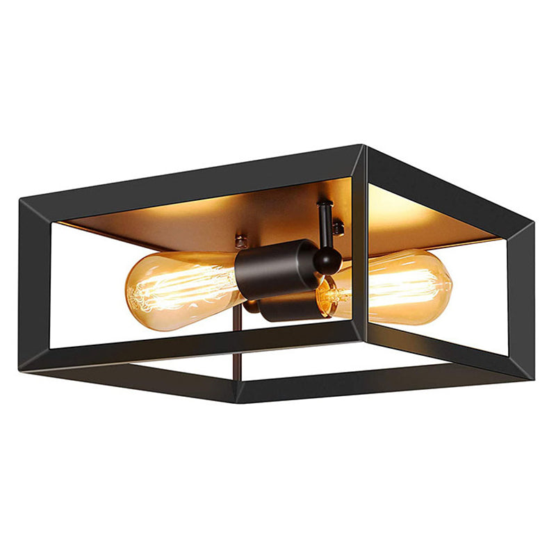 Vintage Style Square Iron Frame Plafoniera 2 Luci Lampada da incasso per sala da pranzo