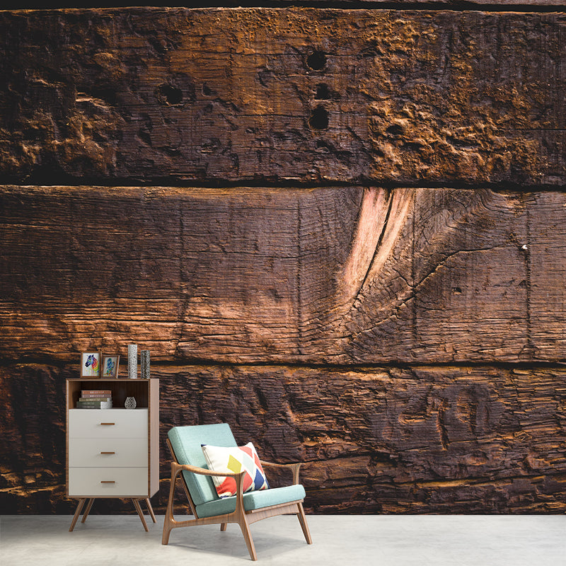 Industrial Wood Grain Mural Wallpaper Decorative Mildew Resistant Wall Decor