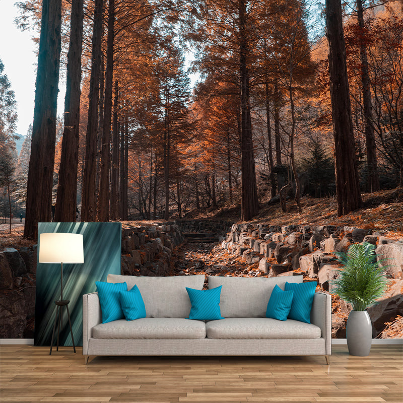 Contemporary Forest Mural Wallpaper Decorative Mildew Resistant Wall Covering